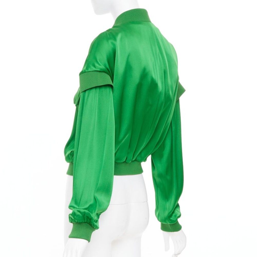 Tom Ford Green Satin Panel Bomber Jacket - Picture 6 of 9